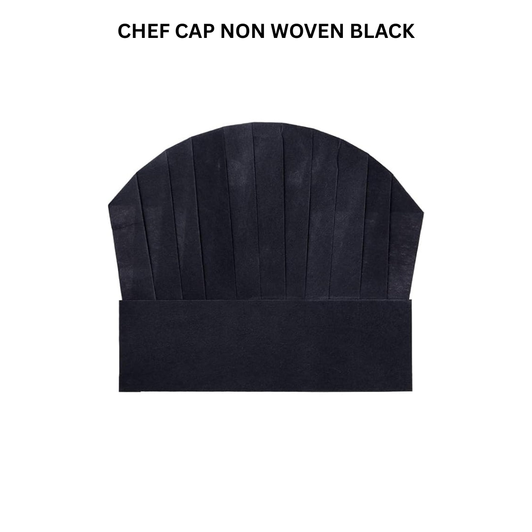 Chef Cap Non Woven Black 8 Inch