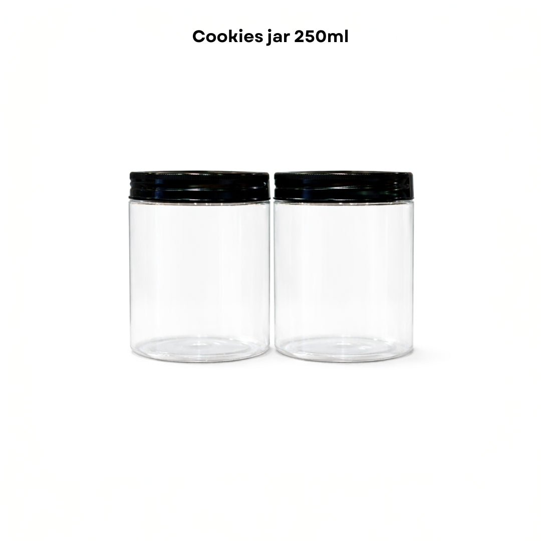 Cookies Jar 250ml PET Jar with Black Cap (83mm Top Dia)