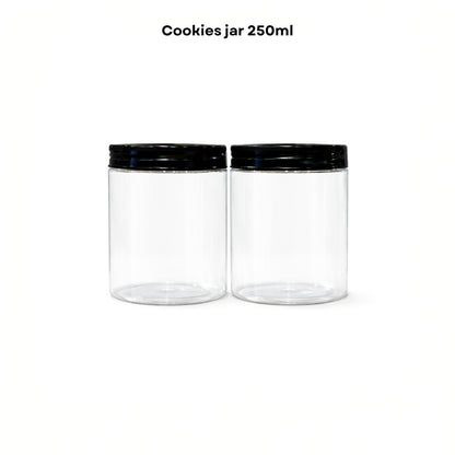 Cookies Jar 250ml PET Jar with Black Cap (83mm Top Dia)