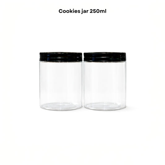 Cookies Jar 250ml PET Jar with Black Cap (83mm Top Dia)