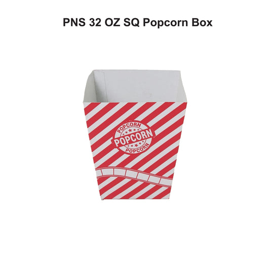 PNS 32 OZ Square Popcorn Box Printed (Red Color)