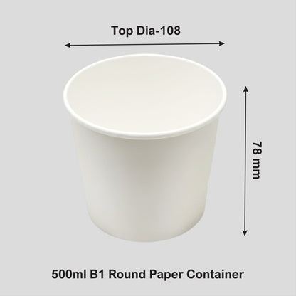 500 ML B1 White Round Paper Container