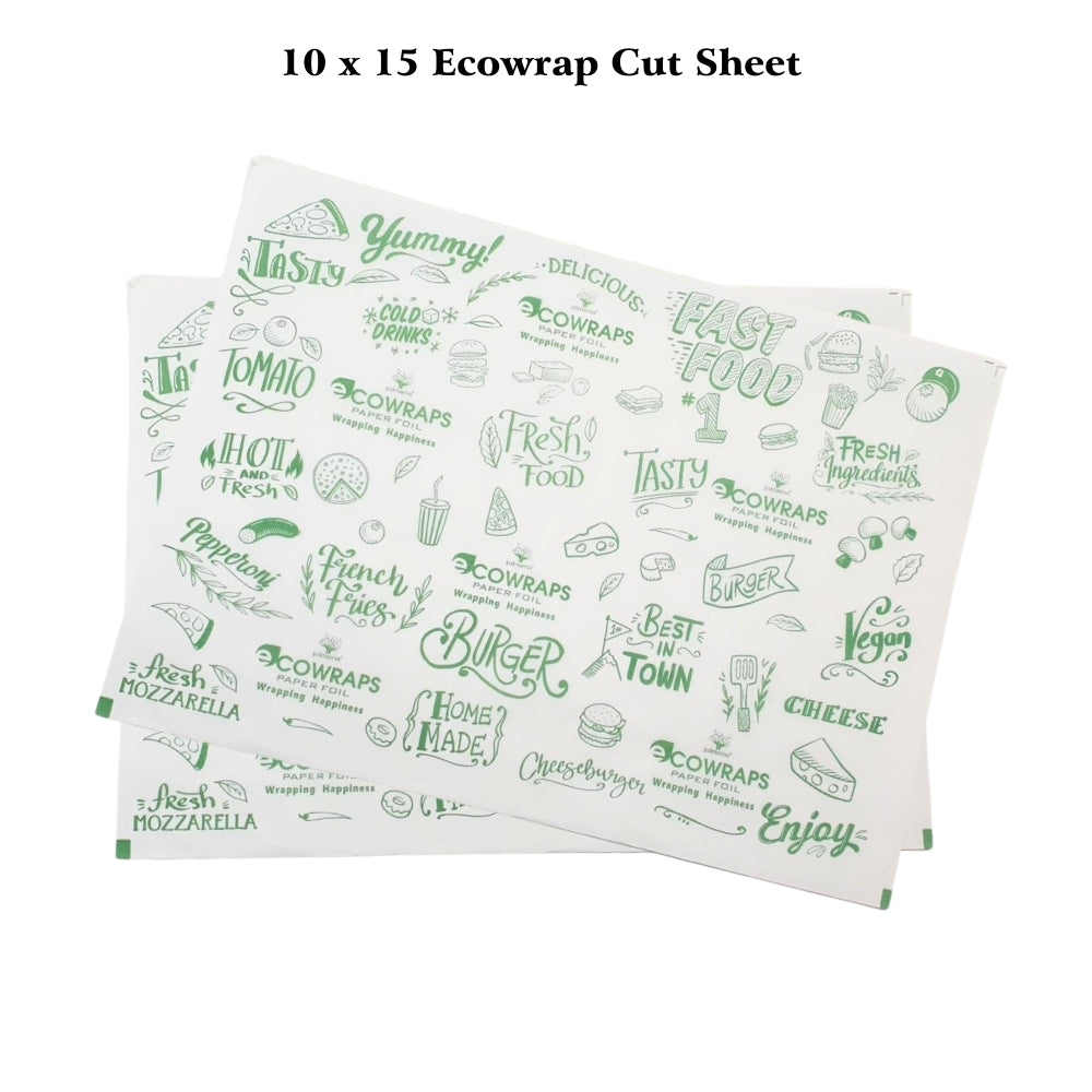 Ecowrap Printed Cut Sheet 10 x 15 inch Green color (250 Sheets) Butter Paper