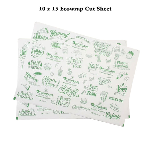 Ecowrap Printed Cut Sheet 10 x 15 inch Green color (250 Sheets) Butter Paper