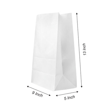 9x5x13" White SOS Bleached Kraft Bag – 70 GSM, 26 BF