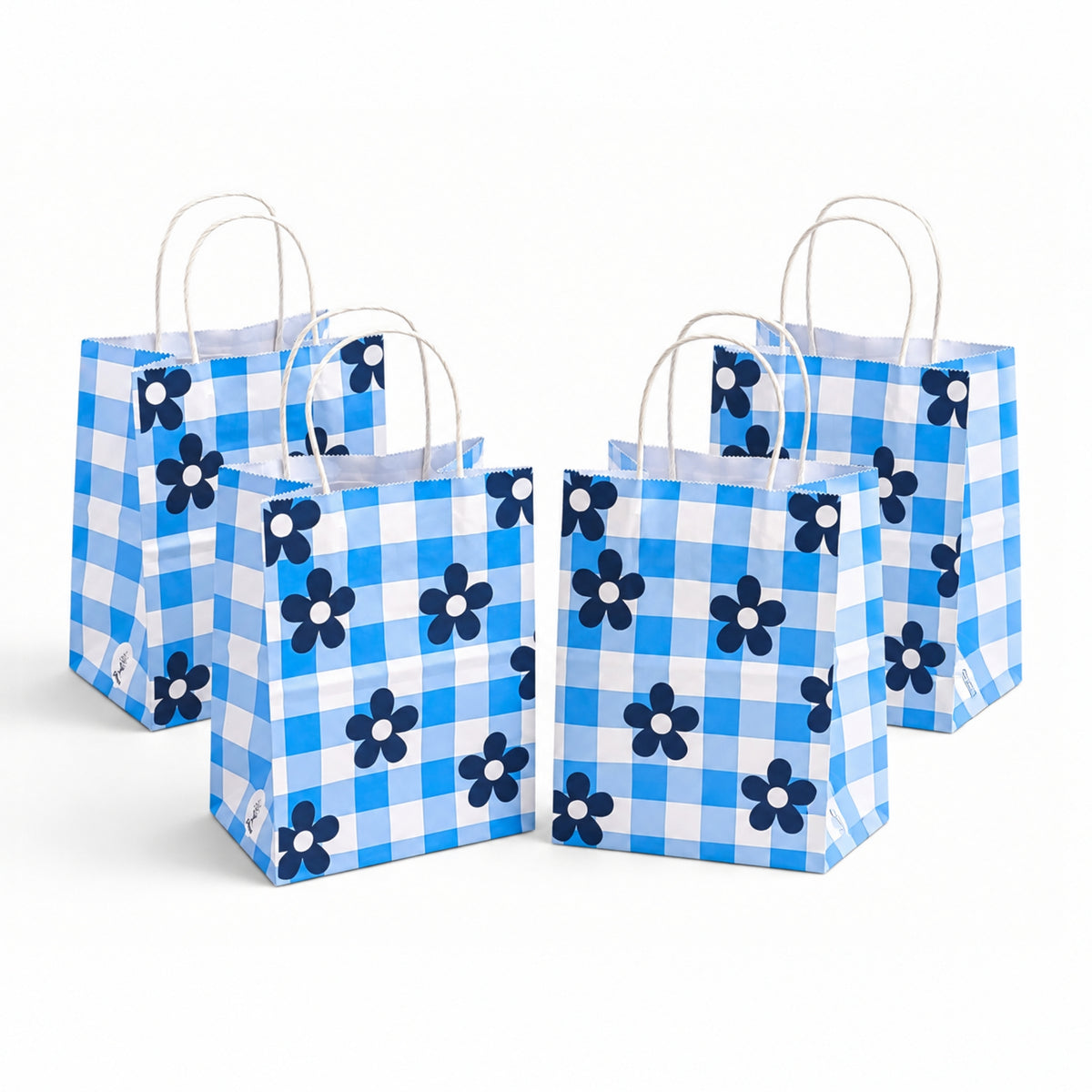 6x4x8 Gift Carry Bag (Blue Daisy flower Print)