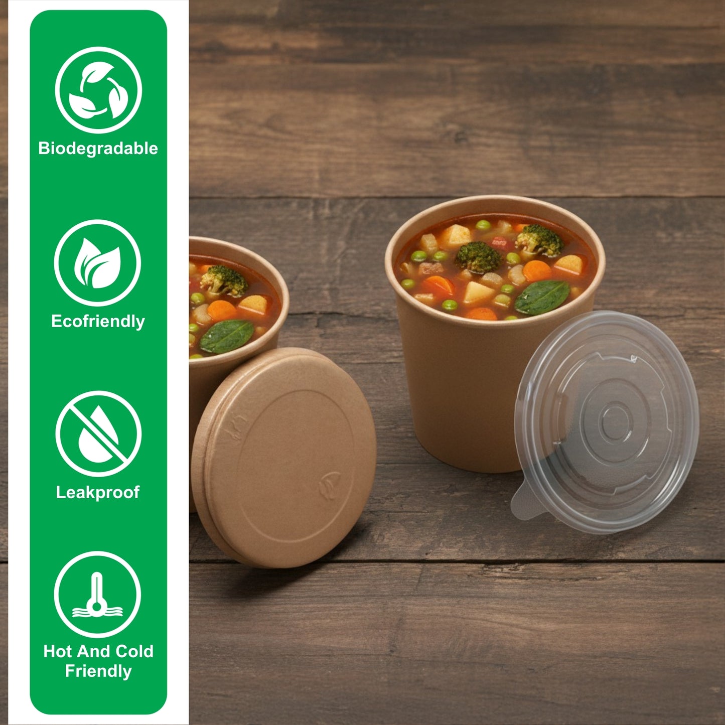 500 ml Kraft Round Paper Container (98 Dia)