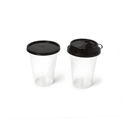 250ML Paknserve reusable cup with black flat lid (80 Dia)