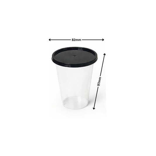 250ML Paknserve reusable cup with black flat lid (80 Dia)