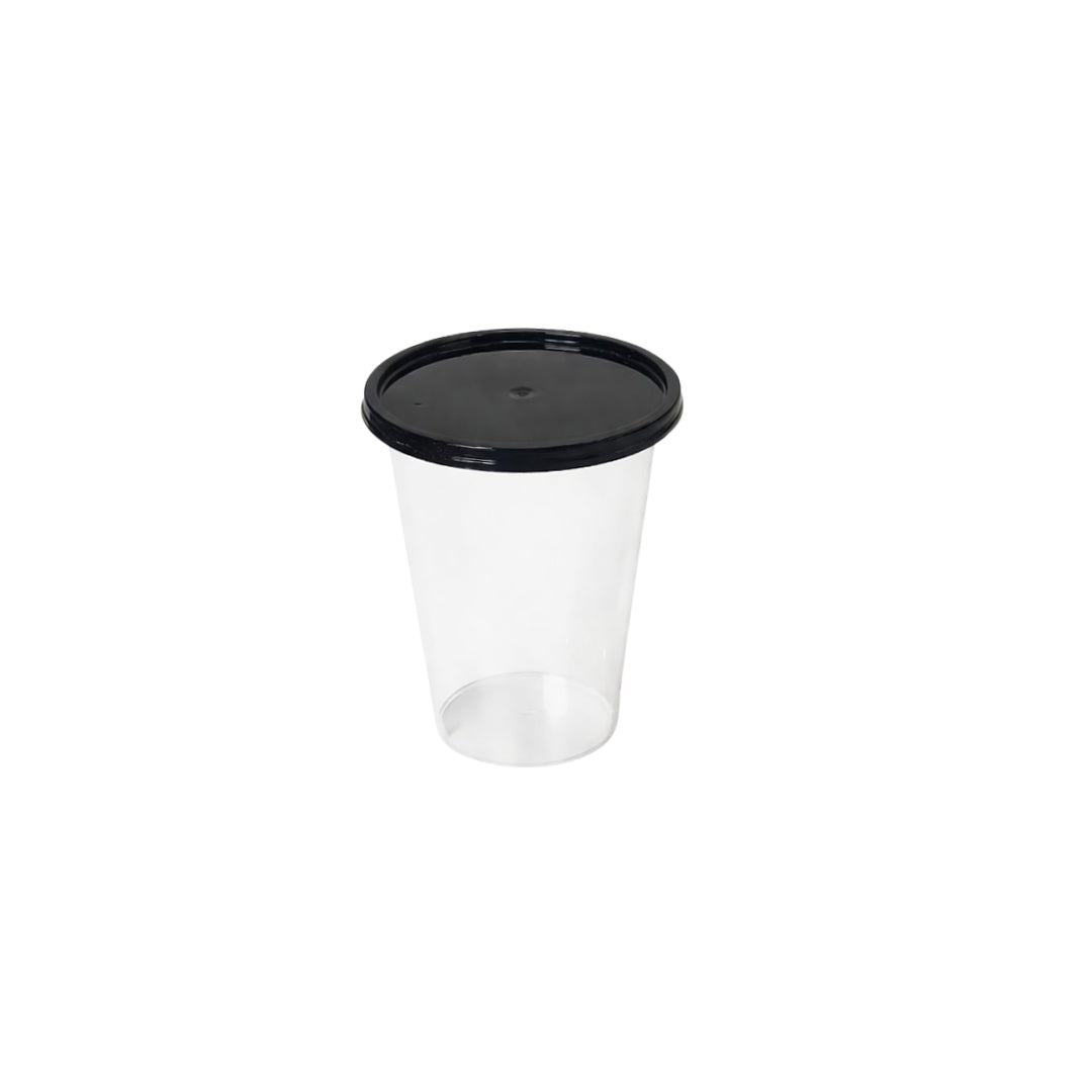 250ML Paknserve reusable cup with black flat lid (80 Dia)