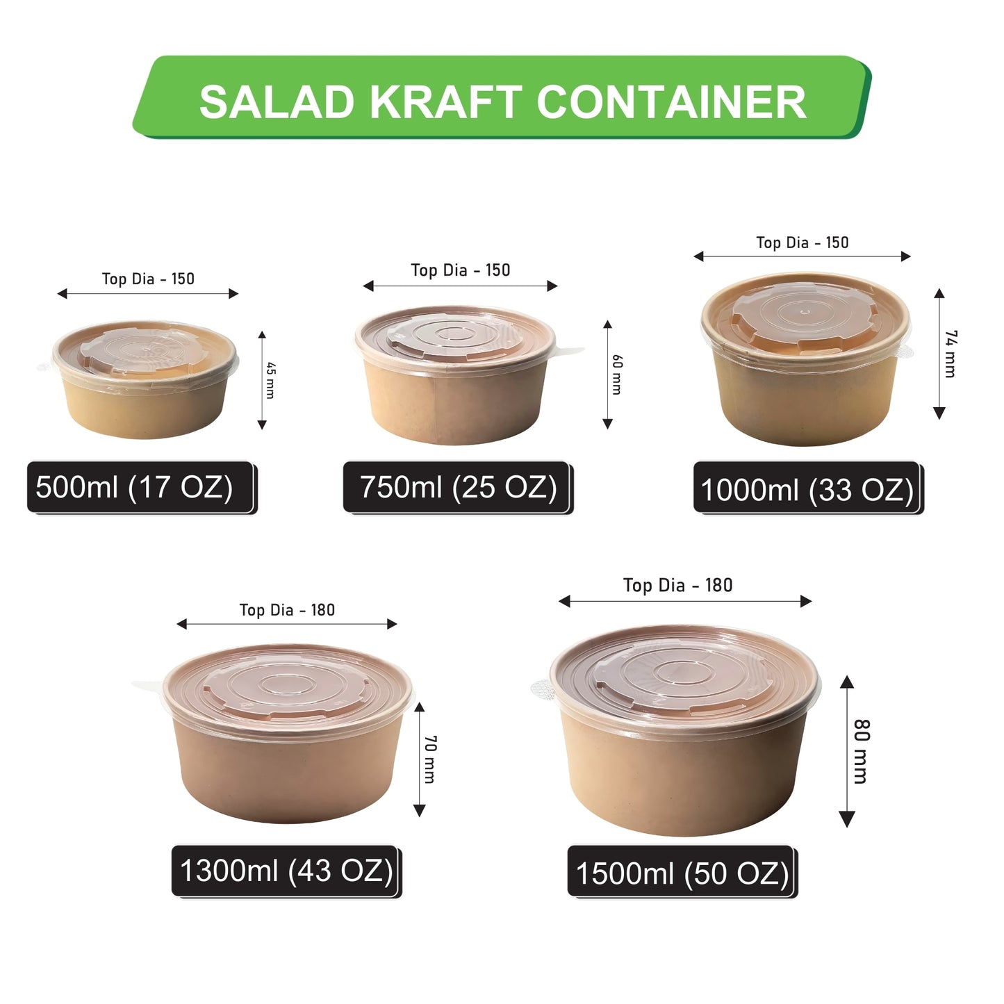 1300 ml Paper Salad Container