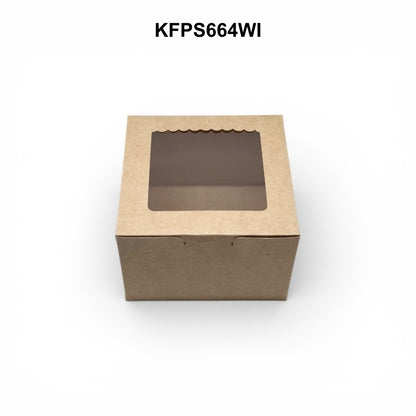 Kraft 6x6x4 Window Cupcake Box with Insert