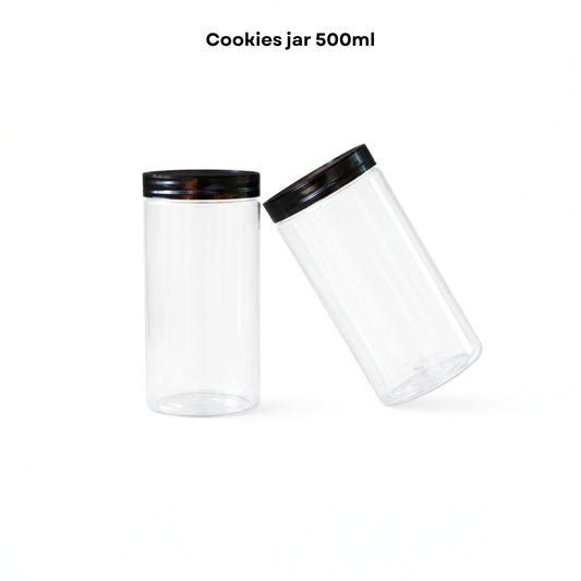 Cookies Jar 500ml PET Jar with Black Cap (73mm Top Dia)