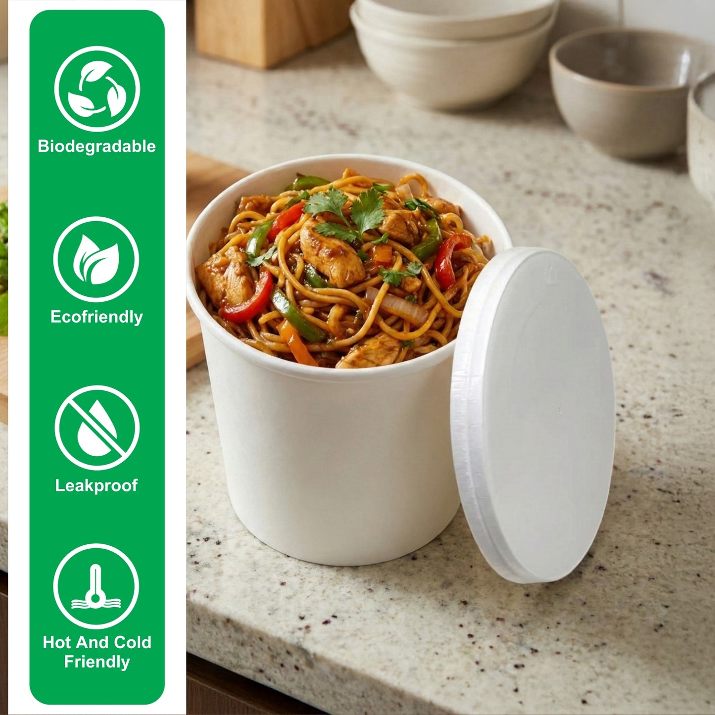 500 ML B1 White Round Paper Container