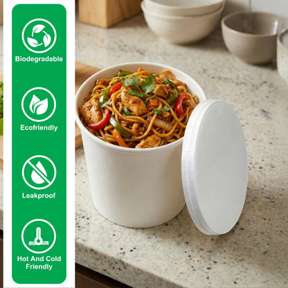 500 ML B1 White Round Paper Container