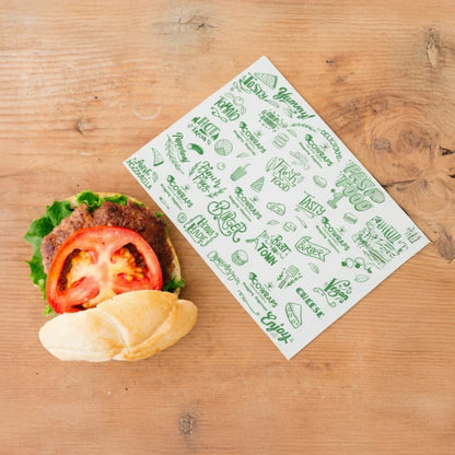 Ecowrap Printed Cut Sheet 10 x 15 inch Green color (250 Sheets) Butter Paper