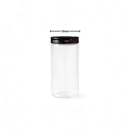Cookies Jar 500ml PET Jar with Black Cap (73mm Top Dia)