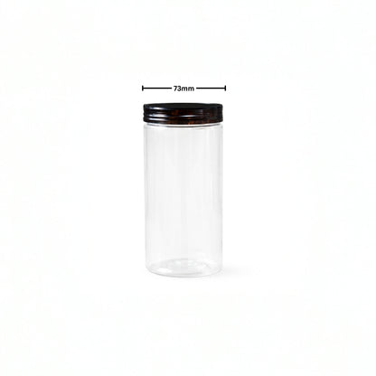 Cookies Jar 500ml PET Jar with Black Cap (73mm Top Dia)