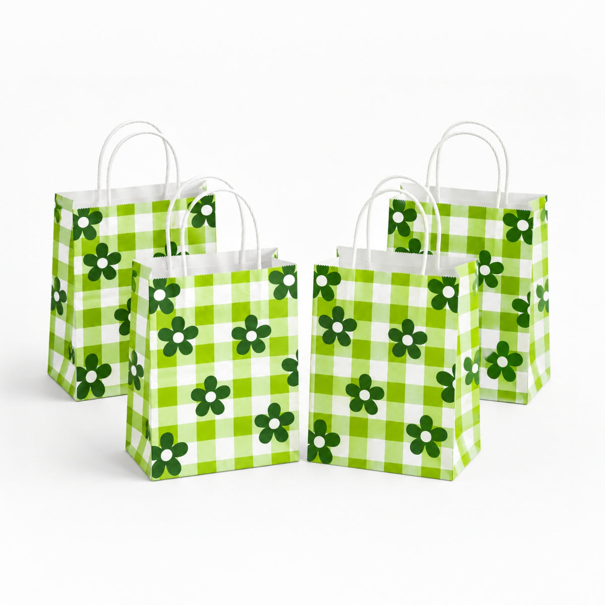 6x4x8 Gift Carry Bag (Green Daisy flower Print)