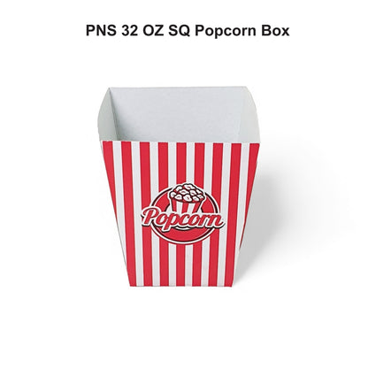 PNS 32 OZ Square Popcorn Box Printed (Red Color)