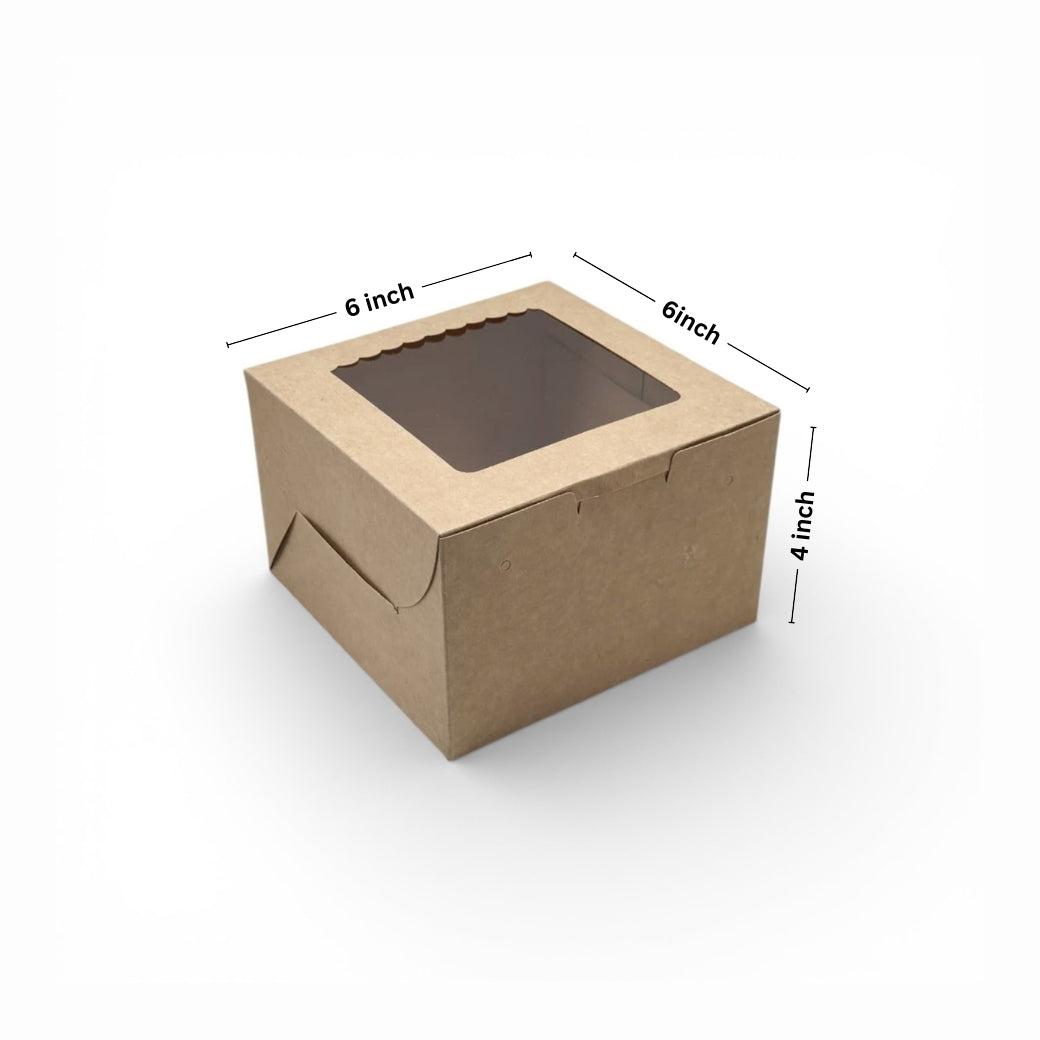 Kraft 6x6x4 Window Cupcake Box with Insert