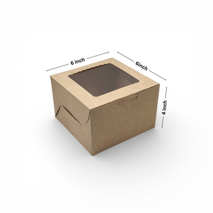 Kraft 6x6x4 Window Cupcake Box with Insert