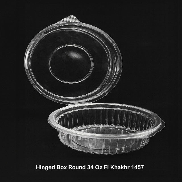 HINGED BOX ROUND 34 OZ FL KHAKHRA BOX (1457)