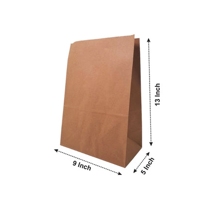 9x5x13" Brown SOS MF Kraft Bag – 80 GSM, 24 BF