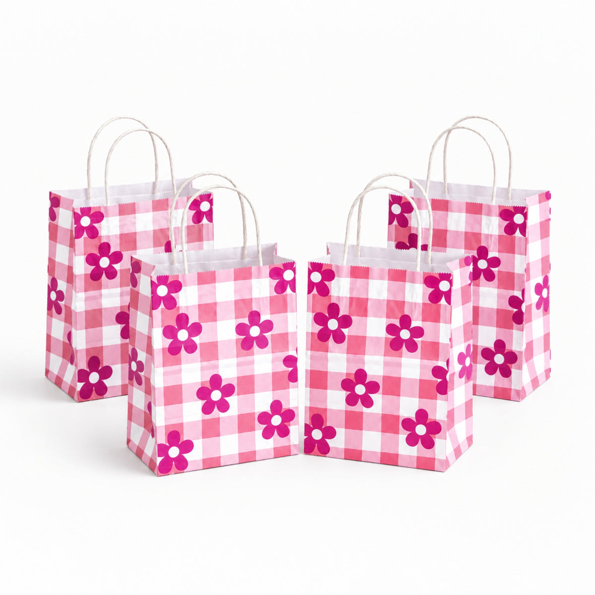 6x4x8 Gift Carry Bag (Pink Daisy flower Print)