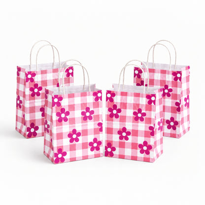 6x4x8 Gift Carry Bag (Pink Daisy flower Print)