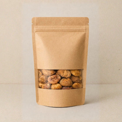 Stand Up Zipper Brown Kraft Paper Pouch with Window – 9 x 13