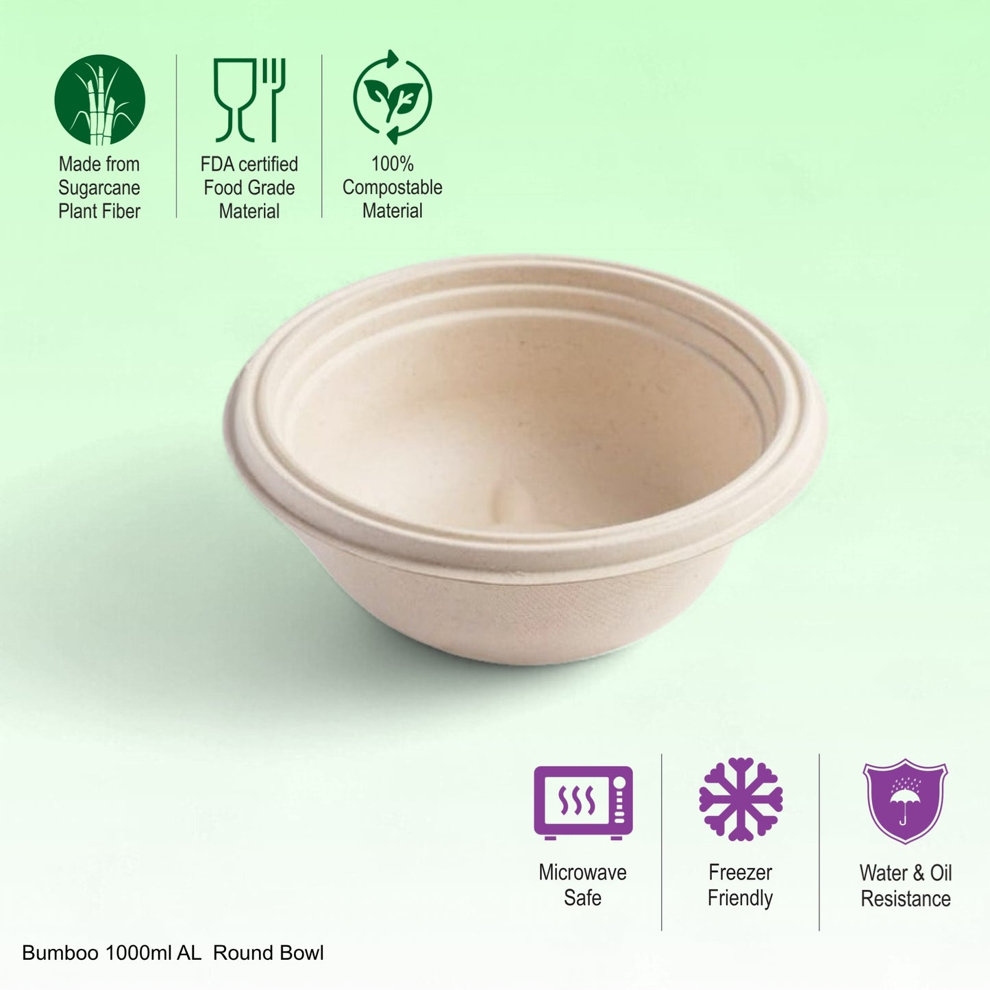 Bumboo Anti-Leak 1000ml Round Bowl With Lid