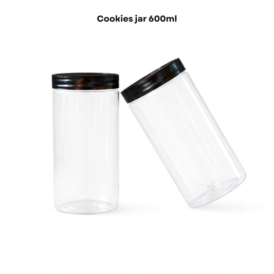 Cookies Jar 600ml PET Jar with Black Cap (73mm Top Dia)