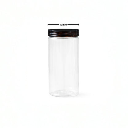 Cookies Jar 600ml PET Jar with Black Cap (73mm Top Dia)