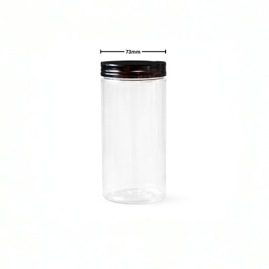 Cookies Jar 600ml PET Jar with Black Cap (73mm Top Dia)