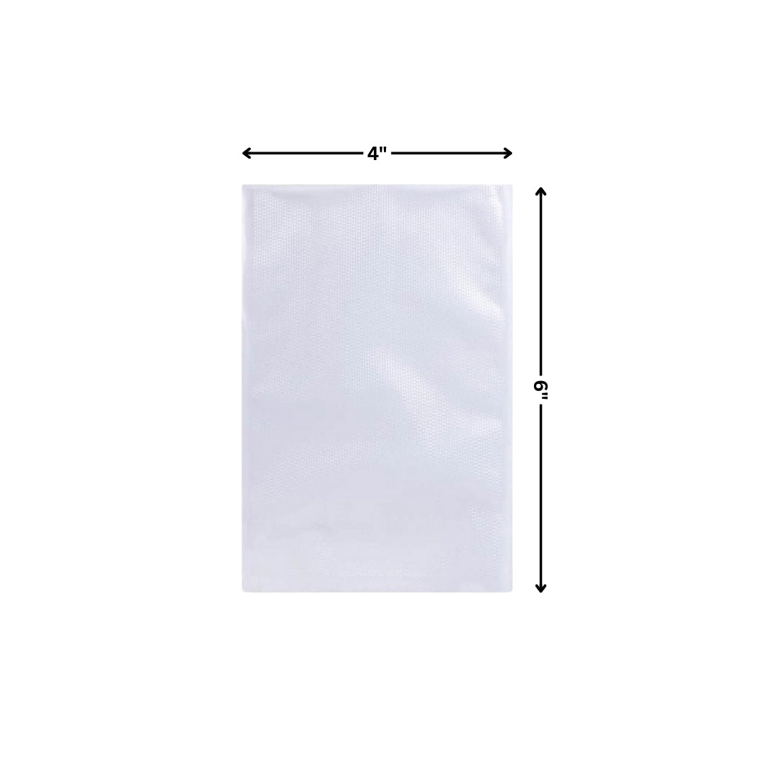 Vacuum Pouch Both Side Transparent – 3 Side Seal 4 x 6