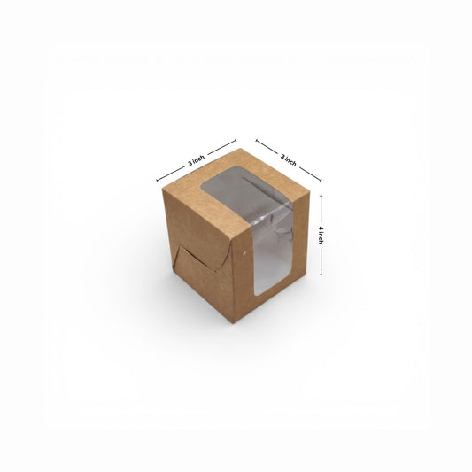 Kraft 3x3x4 Window Cupcake Box with Insert