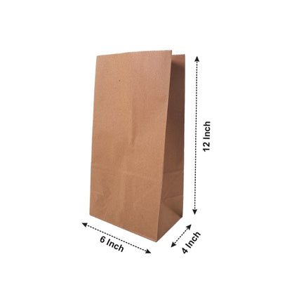 6x4x12" Brown SOS MF Kraft Bag – 80 GSM, 24 BF