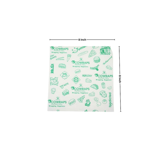 Ecowrap Printed Cut Sheet 8 x 8 inch Green color (250 Sheets)
