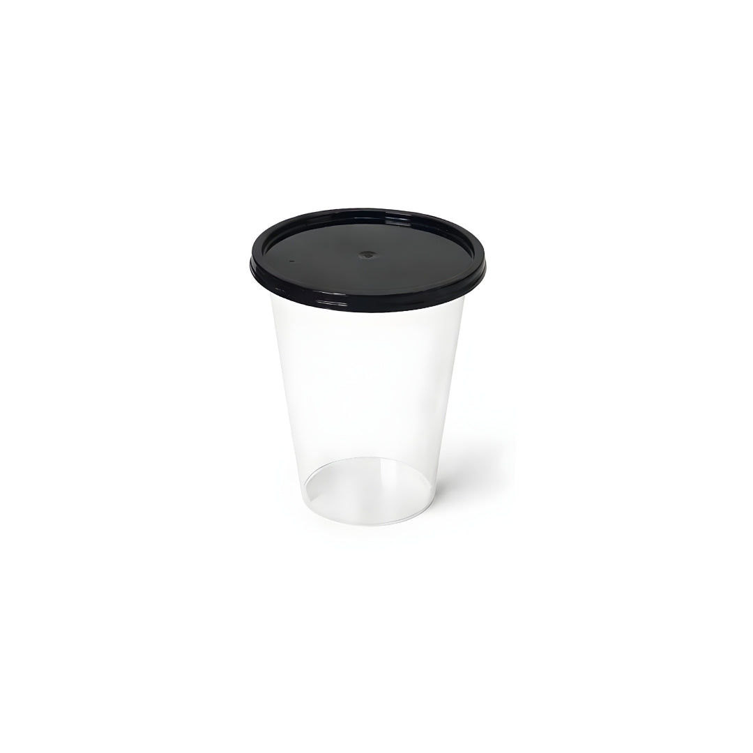 300ML Paknserve reusable cup with black flat lid  (80 Dia)