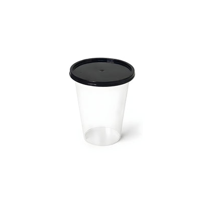 300ML Paknserve reusable cup with black flat lid  (80 Dia)