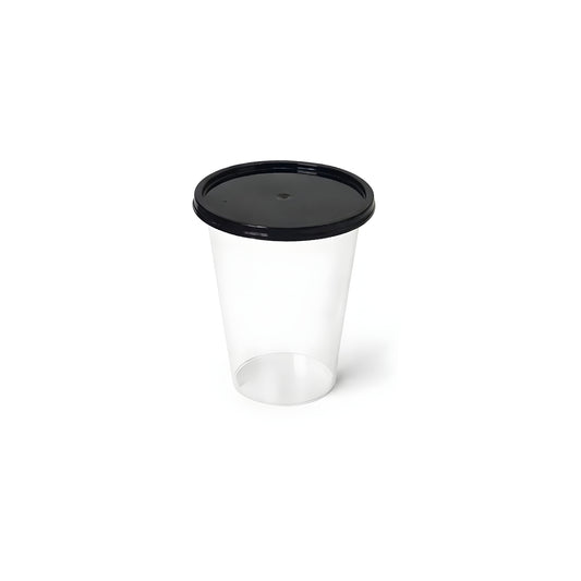 300ML Paknserve reusable cup with black flat lid  (80 Dia)