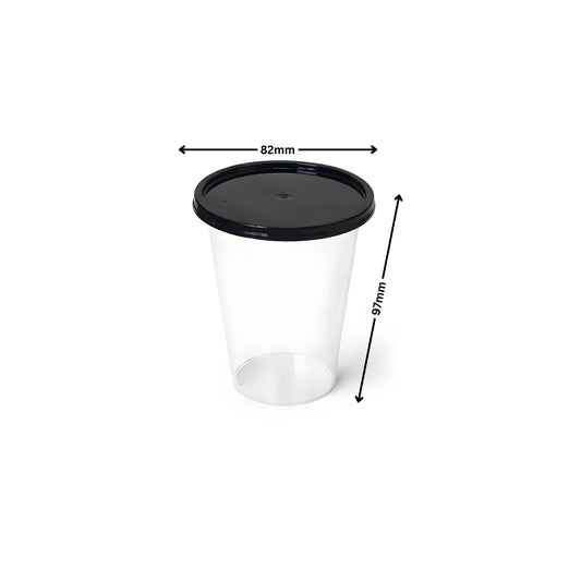 300ML Paknserve reusable cup with black flat lid (80 Dia)