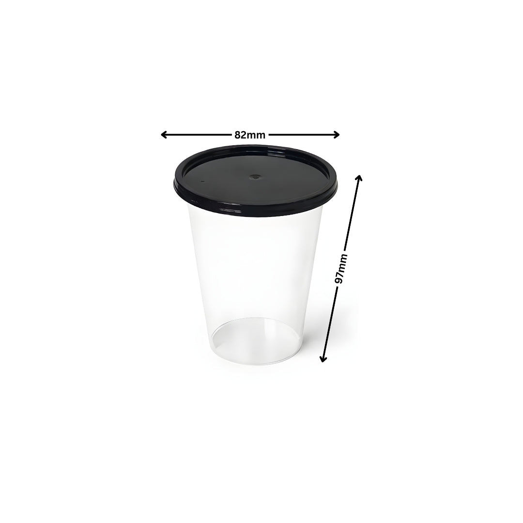 300ML Paknserve reusable cup with black flat lid  (80 Dia)