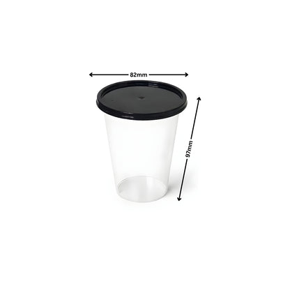 300ML Paknserve reusable cup with black flat lid  (80 Dia)