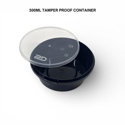 300ml Black Tamper Proof Round Container with Lid