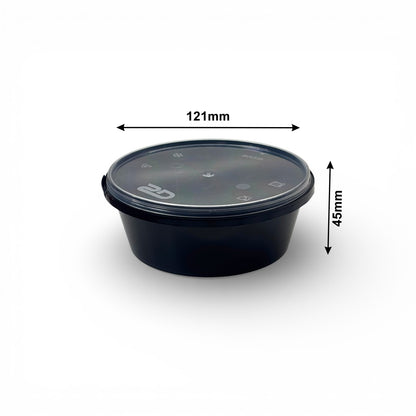 300ml Black Tamper Proof Round Container with Lid