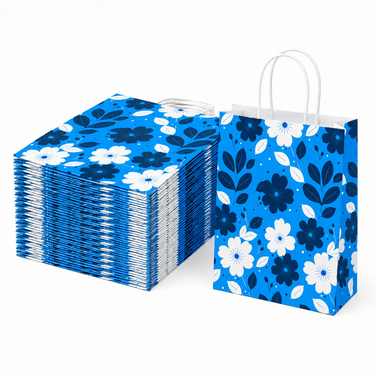 10x4x14 Gift Carry Bag (Blue floral print)