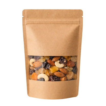 Stand Up Zipper Brown Kraft Paper Pouch with Window – 10 x 14