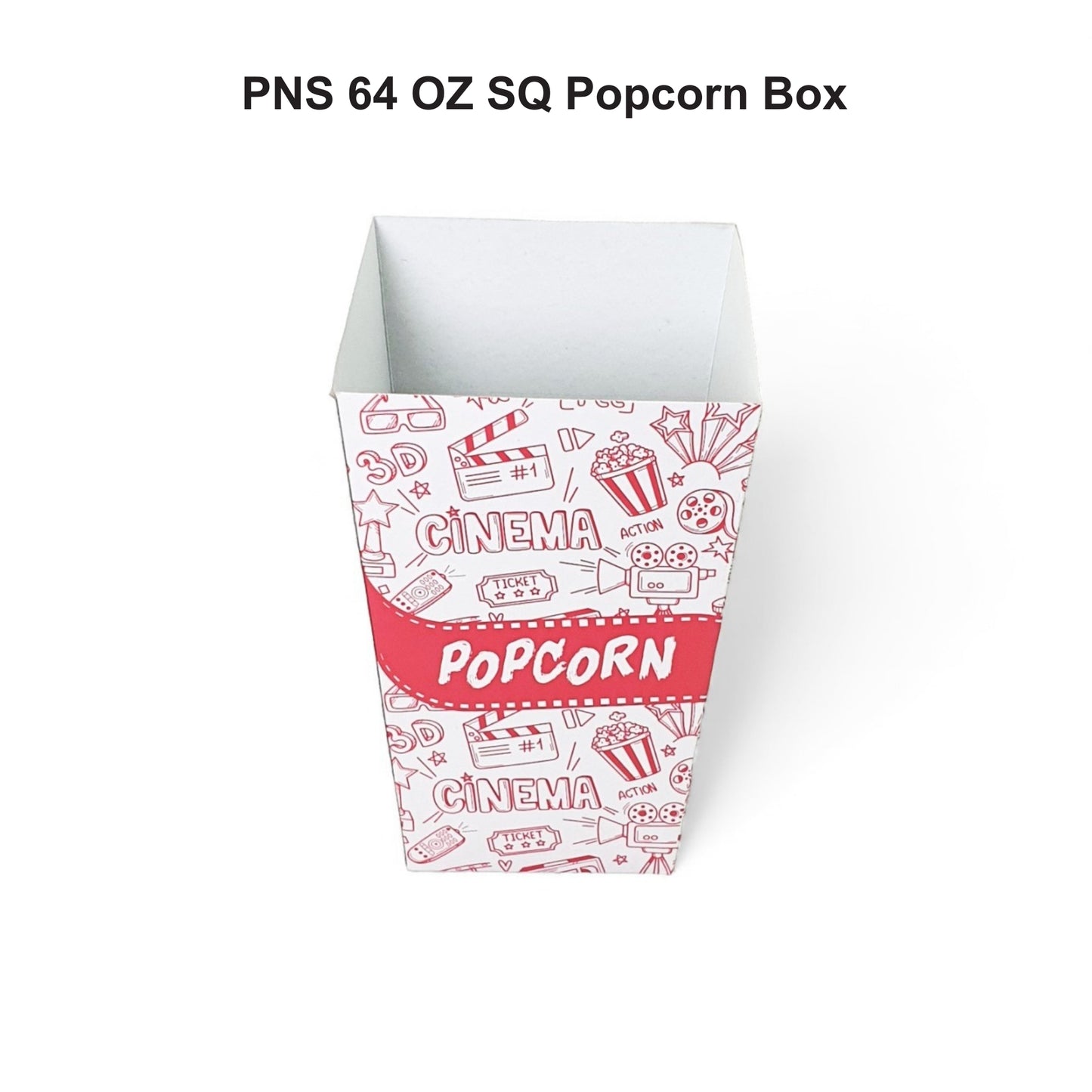 PNS 64 OZ Square Popcorn Box